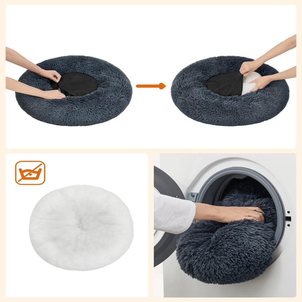 Dog Bed with Removable Washable Cushion - Dark Gray 60cm