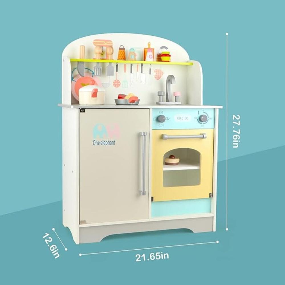 Wooden Kitchen Playset for Kids (Japanese Style Kitchen Set - Silver)