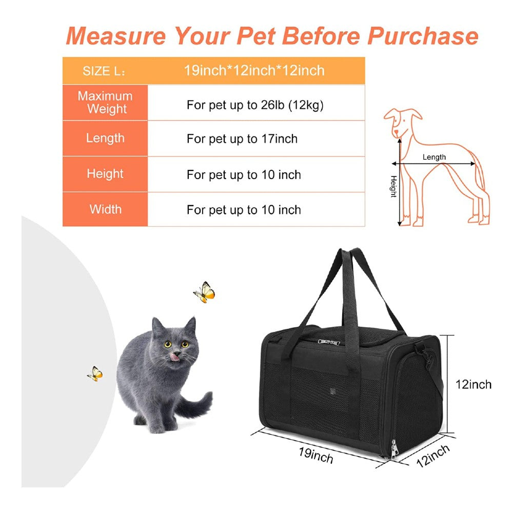 Adjustable Portable Pet Carrier-L Size (Black)