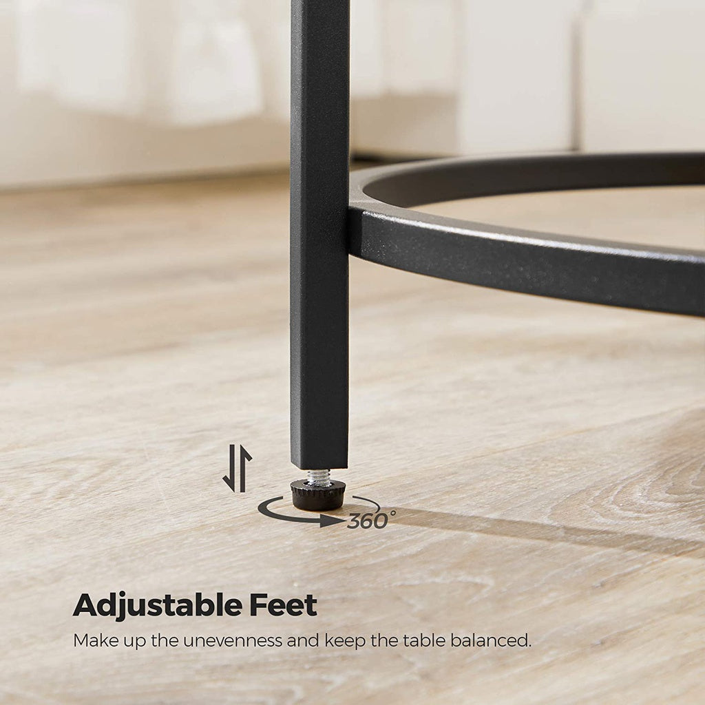 Round Side Glass Table with Metal Frame - Black