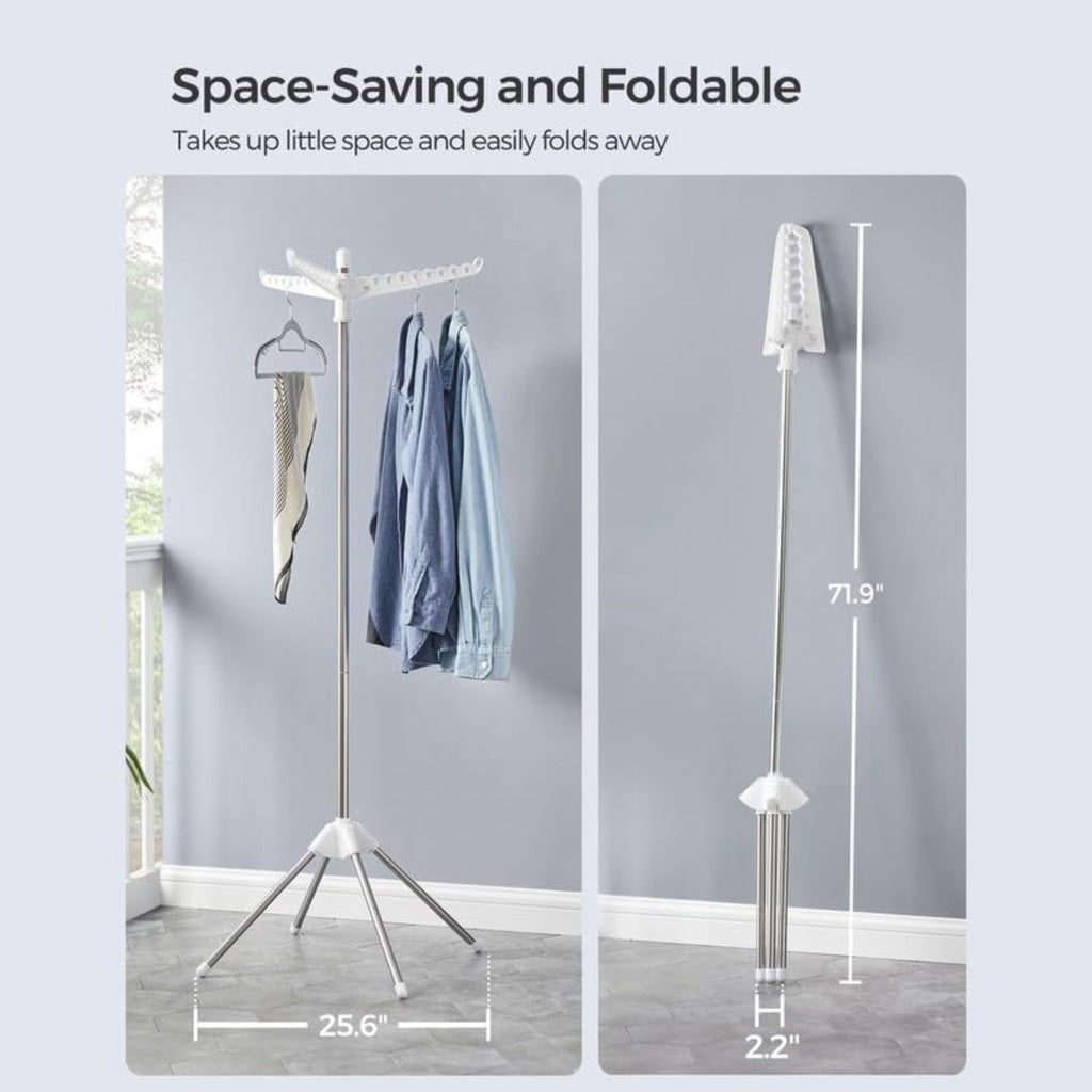 1-Tier Clothes Drying Rack - White and Silver