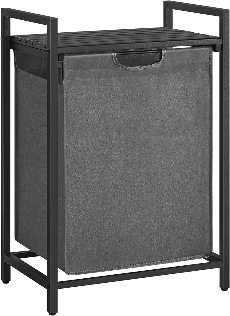 Laundry Hamper with Shelf 65L - Black and Gray
