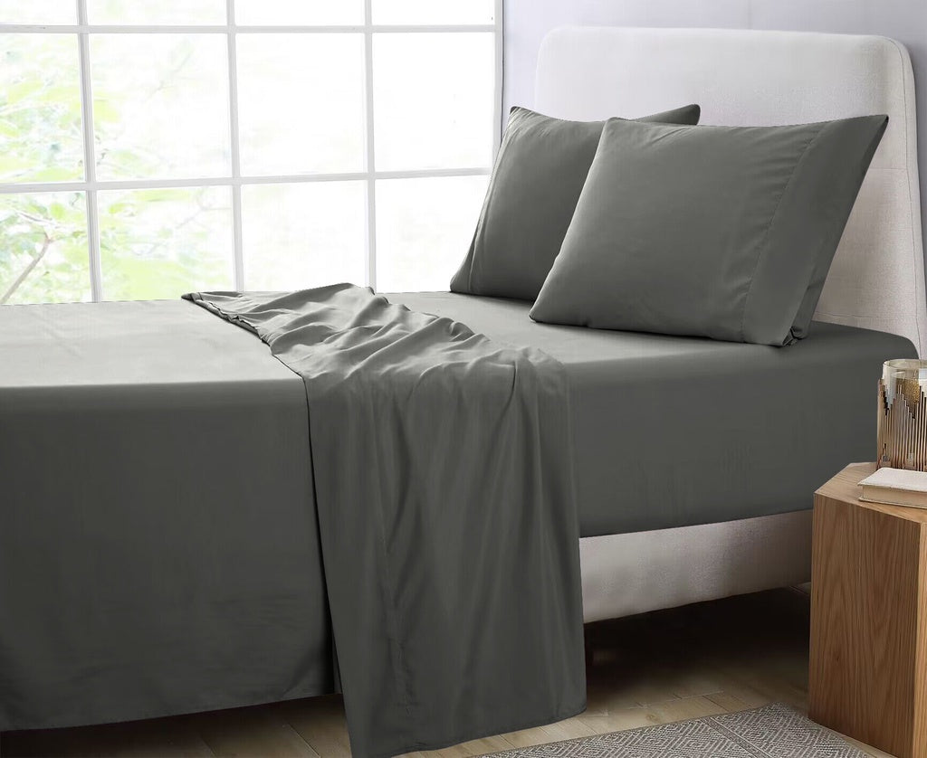 1000 Thread Count Ultra Soft Microfiber 4 Pcs Bed Sheet Set - King (Grey)