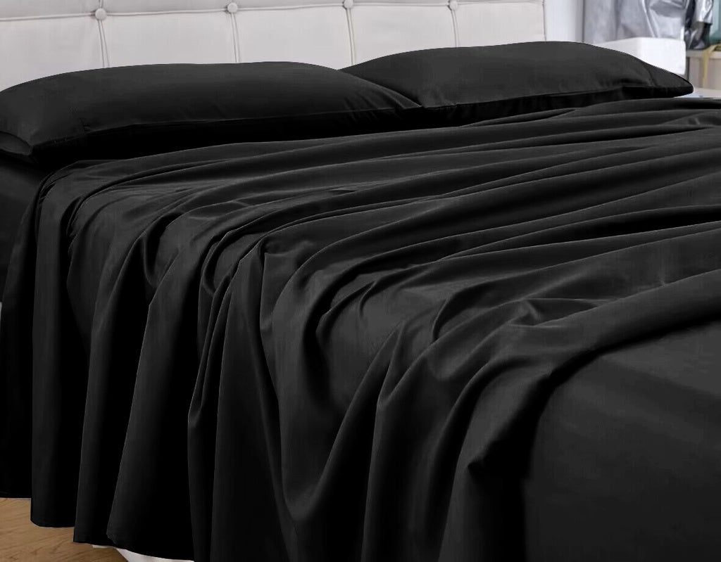 1000 Thread Count Ultra Soft Microfiber 4 Pcs Bed Sheet Set - King (Black)