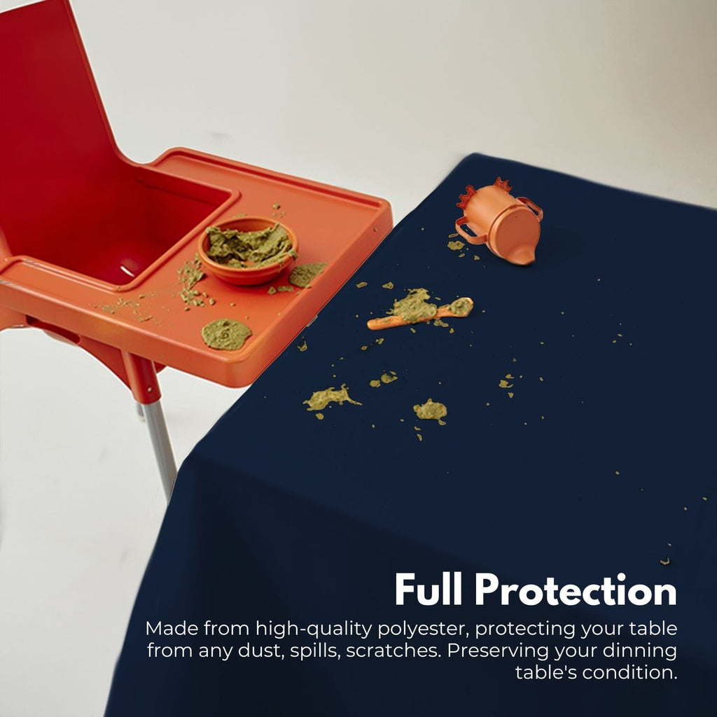 Rectangle Tablecloth Polyester Dining Table Cover 230cm - Navy Blue