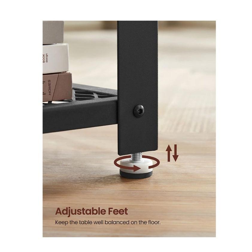 Side Table with Mesh Shelf - Rustic Brown and Black