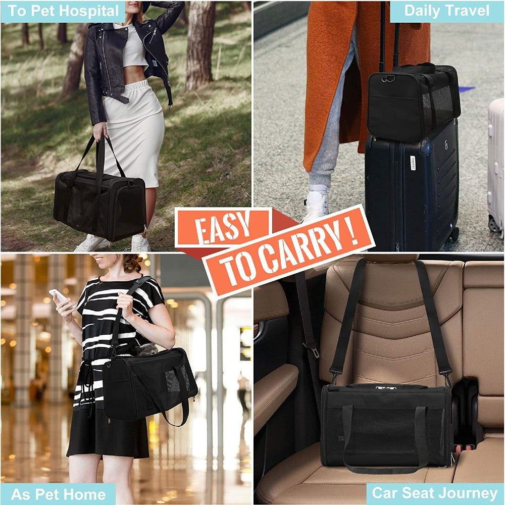 Adjustable Portable Pet Carrier-L Size (Black)