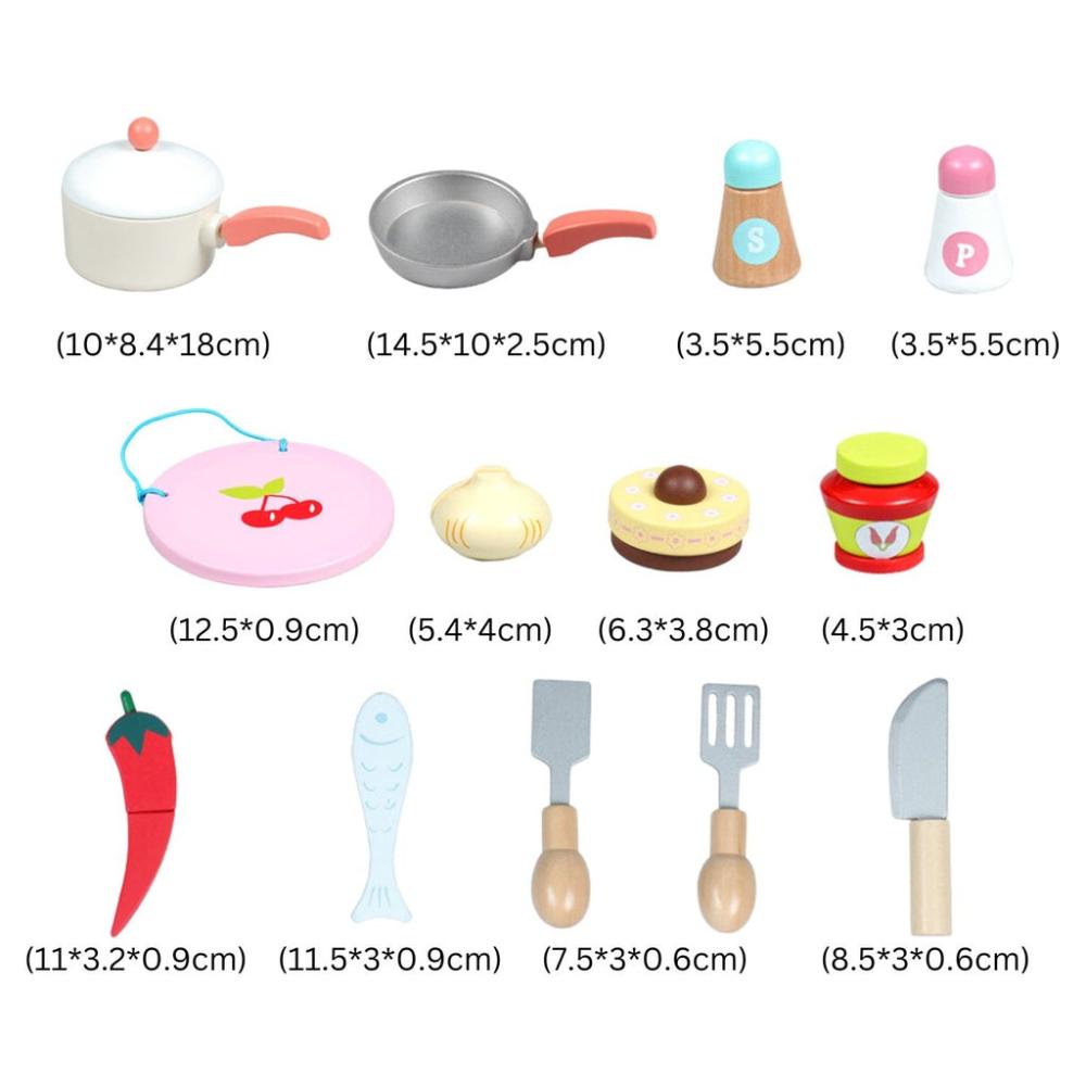 Wooden Kitchen Playset for Kids (Japanese Style Kitchen Set - Silver)