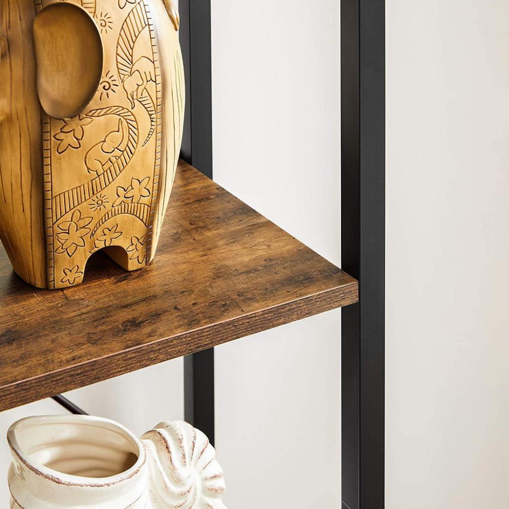 Narrow Bookcase Small 6-Tiers Bookshelf - Rustic Brown and Black