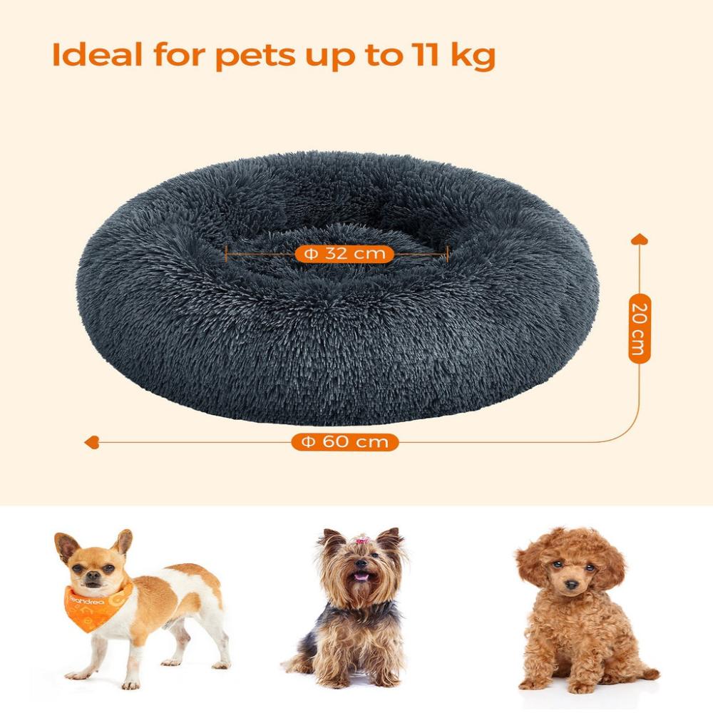 Dog Bed with Removable Washable Cushion - Dark Gray 60cm