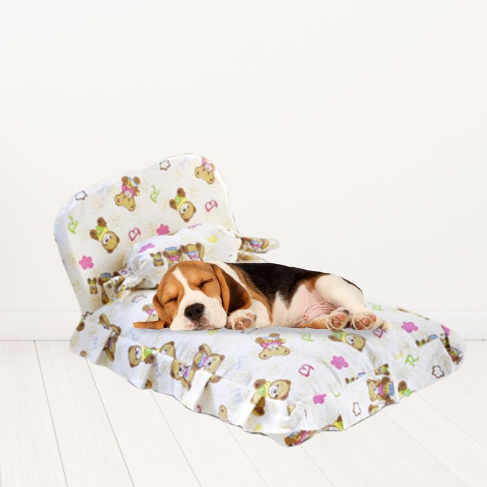 Bear Design Pet Bed with Pillow and Quilt (Medium)
