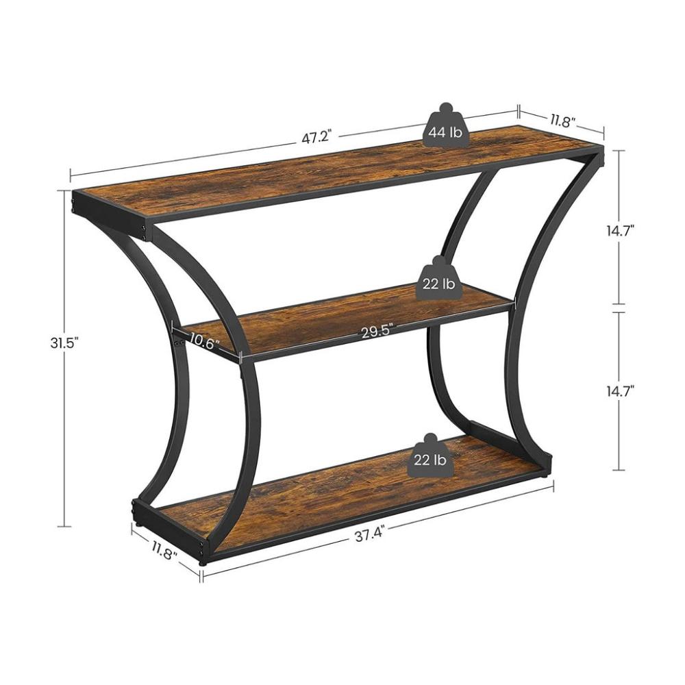Curved Frames Console Table - Rustic Brown and Black