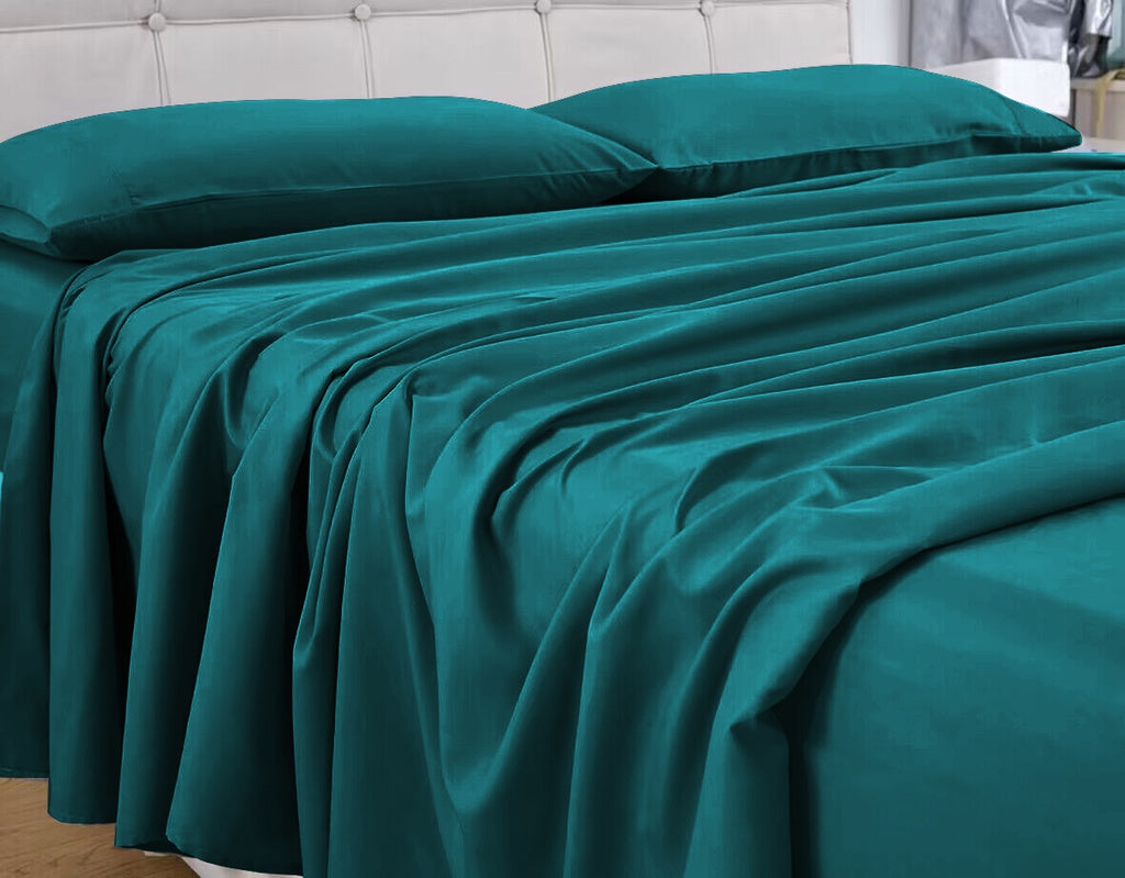 1000 Thread Count Ultra Soft Microfiber 4 Pcs Bed Sheet Set - King Single (Teal)