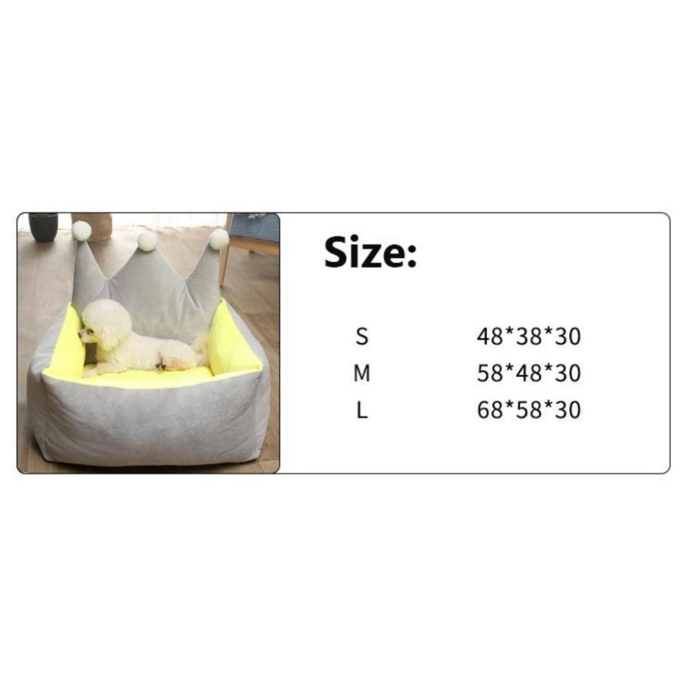 Soft Crown Shape Pet Bed (Large - Grey & Yellow)
