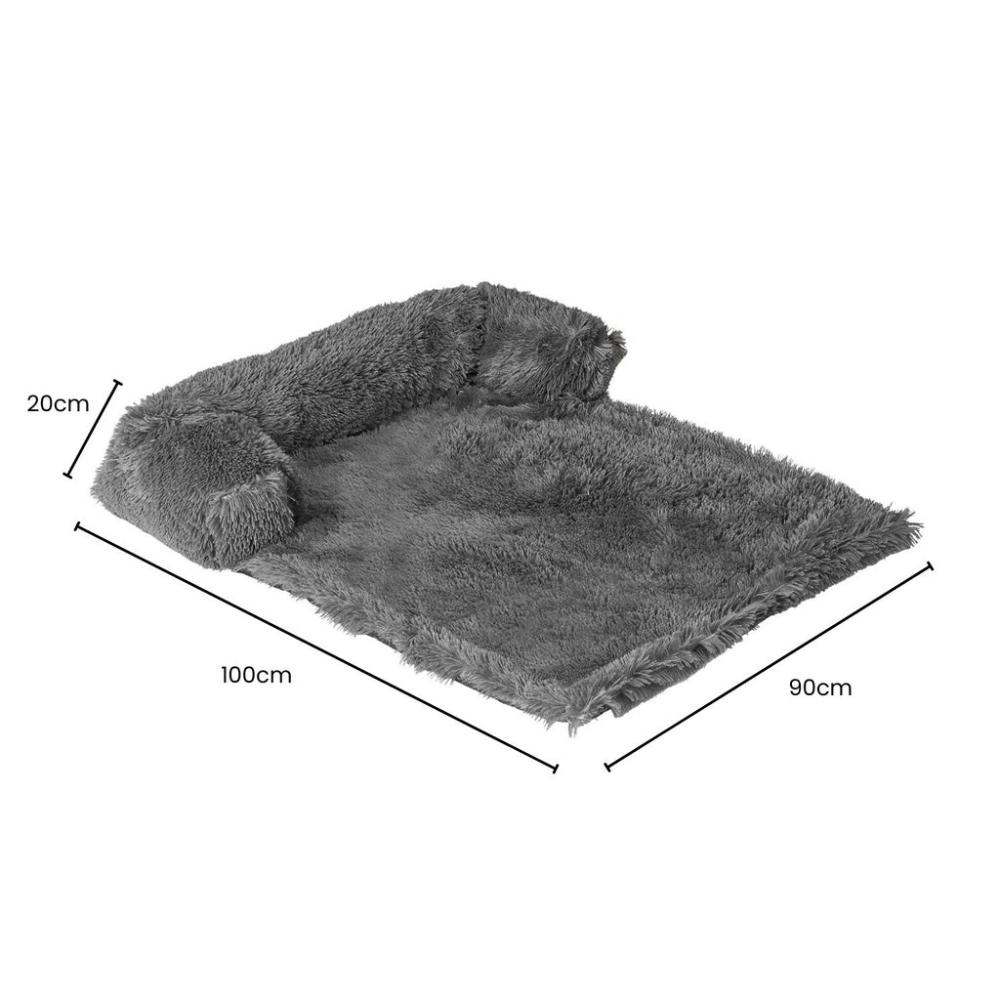 Pet Sofa Cover Soft with Bolster L Size (Grey)