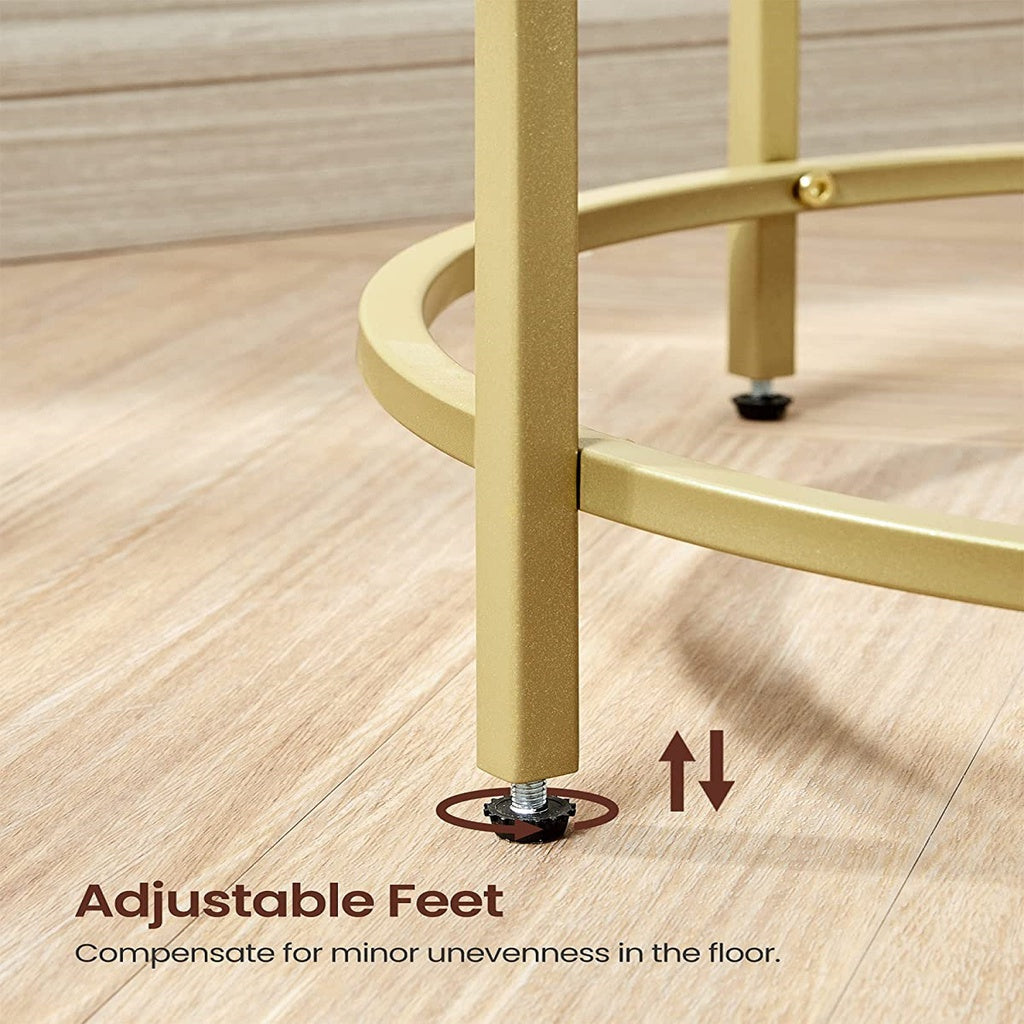 Round Side Tables Set of 2 Tempered Glass - Steel Frame Gold