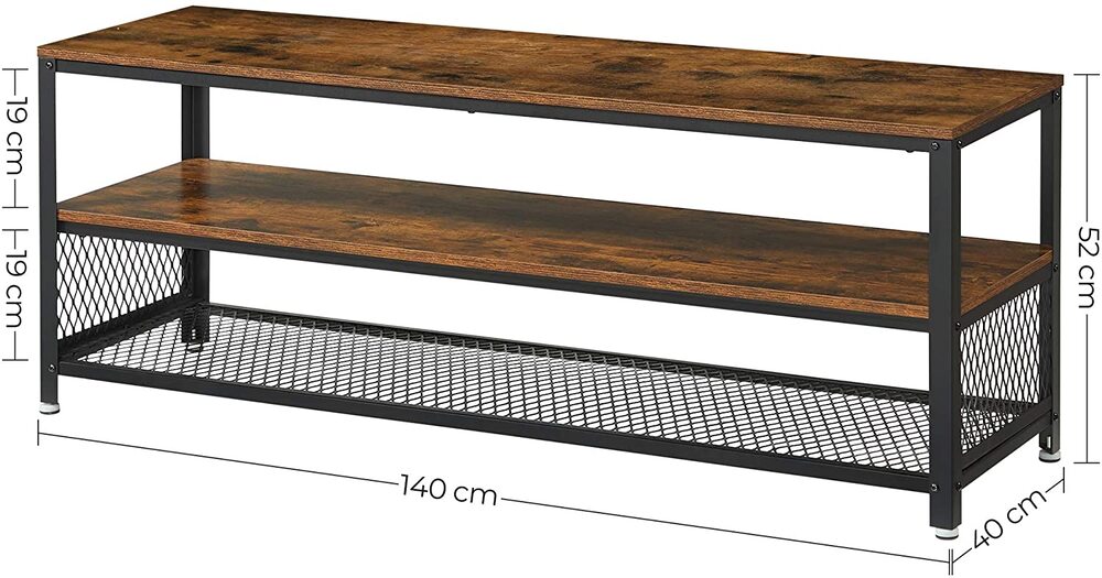 Entertainment Unit with Shelves Rustic Brown - 140cms