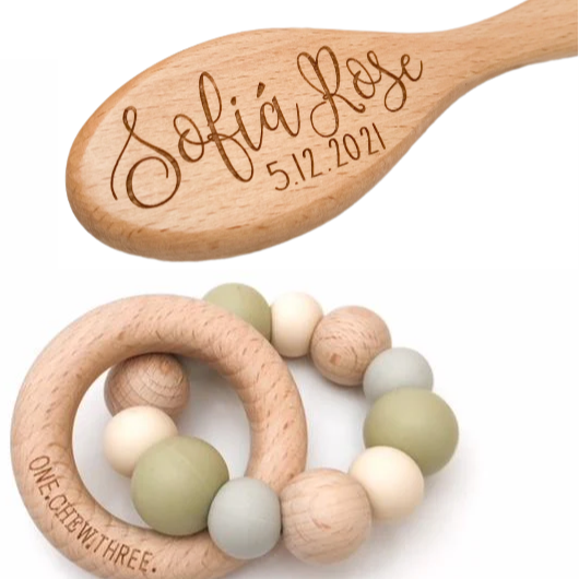 Personalised Brush and Teether Gift Box Set