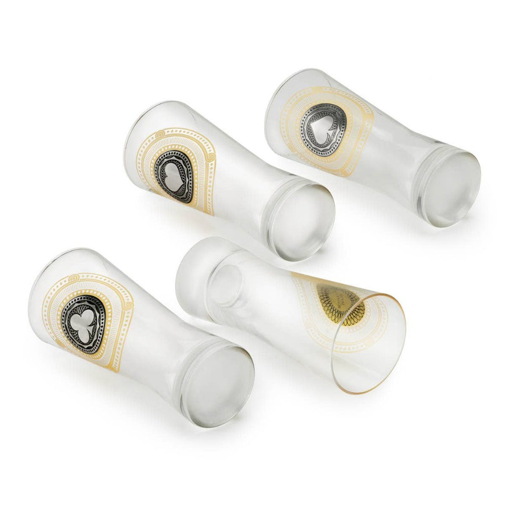 Royal Selangor Gold Toned Playing Cards Pewter Motif Pilsner Quartet