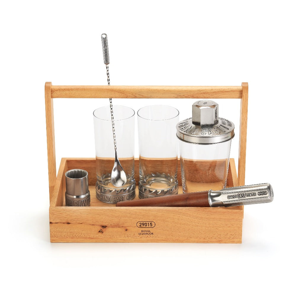 Royal Selangor Bar Toolbar 6 Piece Set W/  Wooden Case