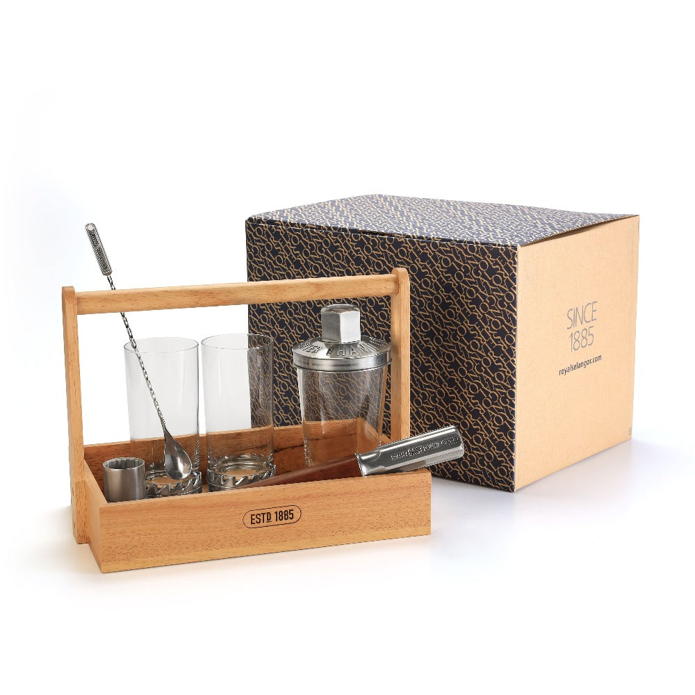 Royal Selangor Bar Toolbar 6 Piece Set W/ Wooden Case