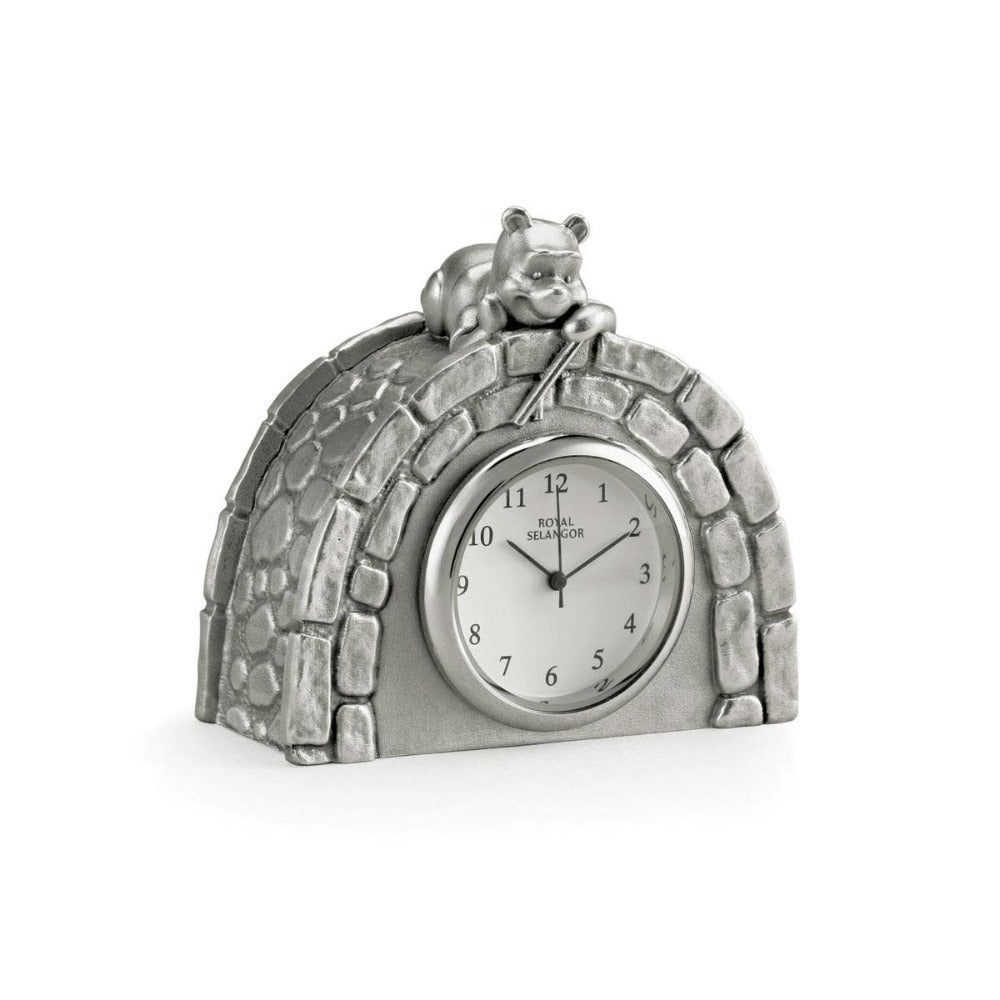 Royal Selangor Winnie Pooh sticks Pewter Table Clock