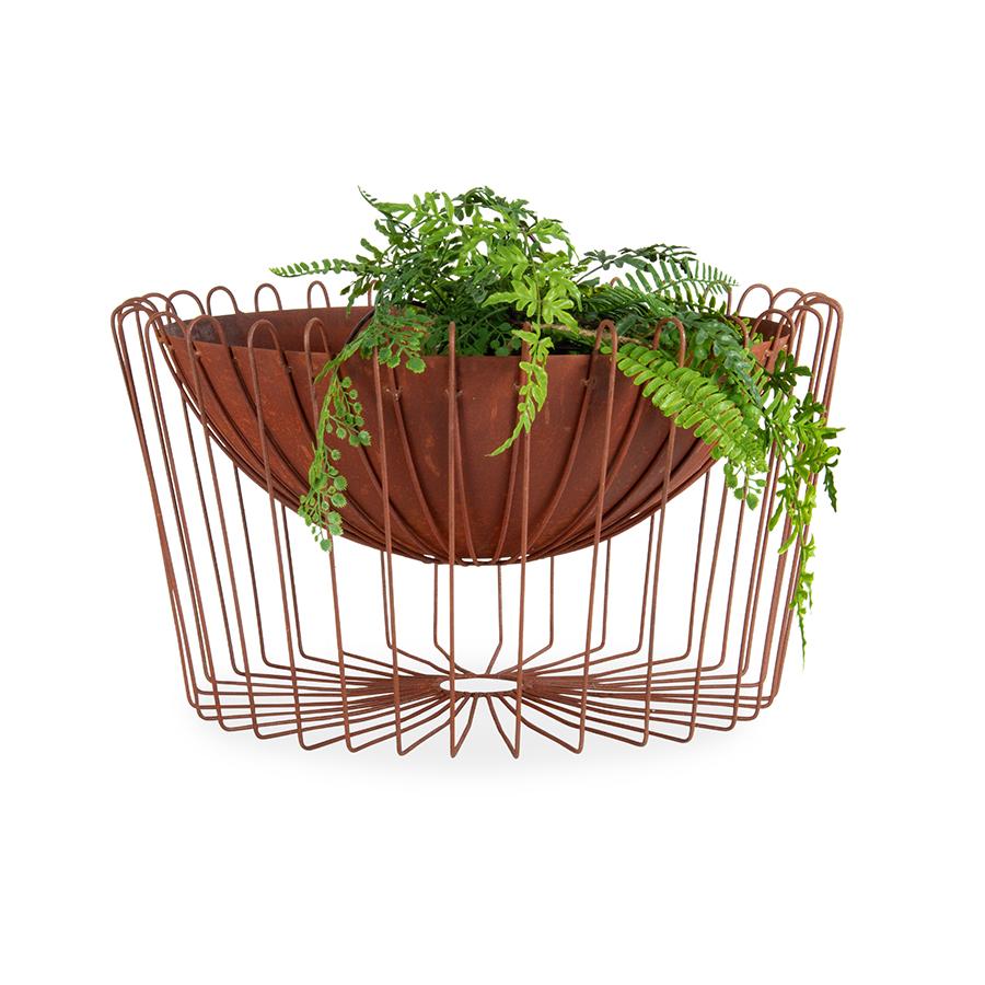 Rust Contemporary 'Floating' Firebowl Plant Potter