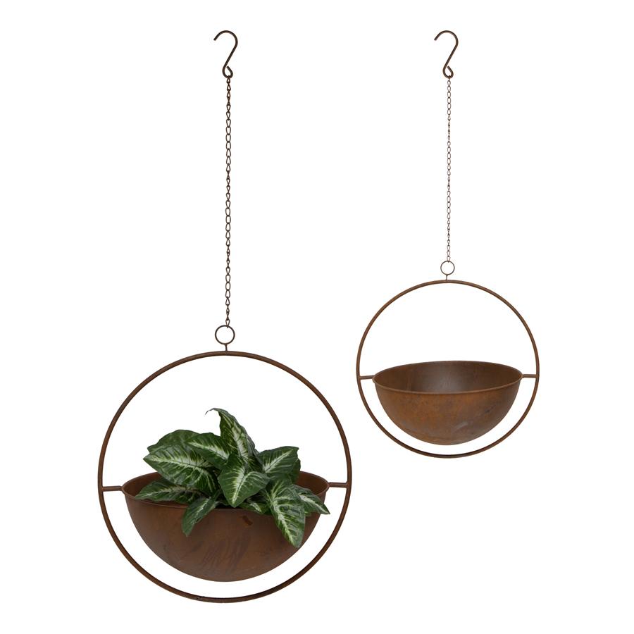 Nested Floating Round Chain Hanging Planters Set of 2