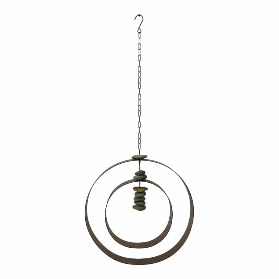 Hanging Serenity Circle With Stones Wind Chime