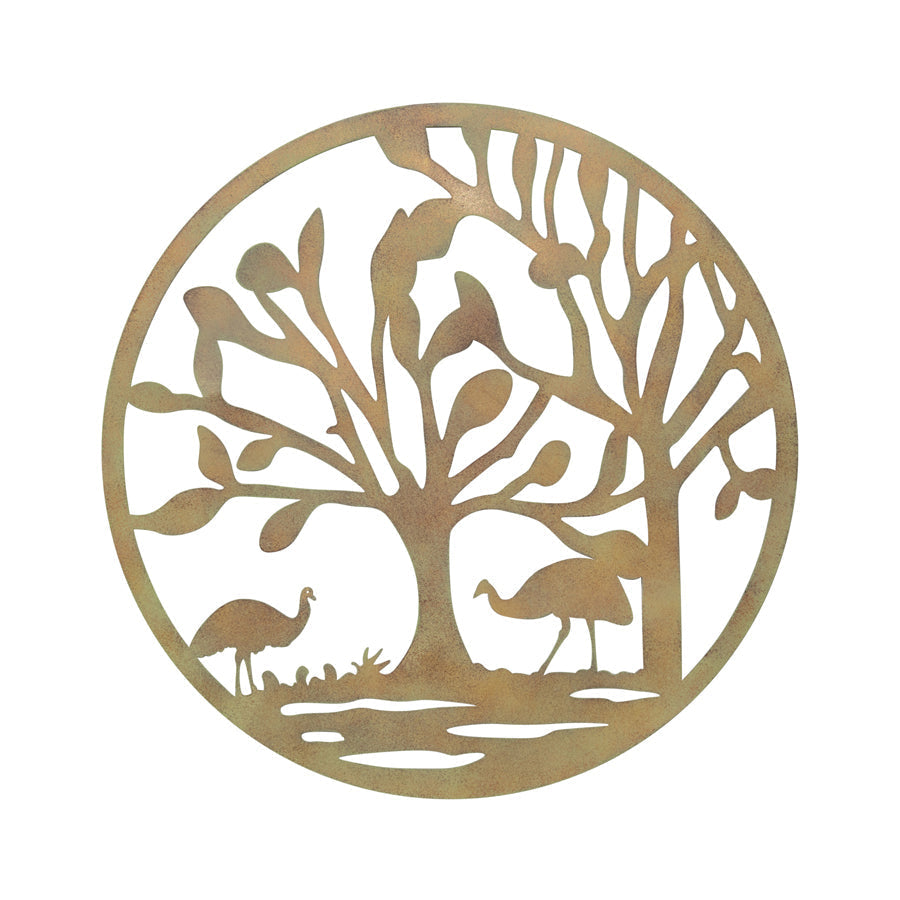 Laser Cut Round  Emu Family Wall Decor 60cms