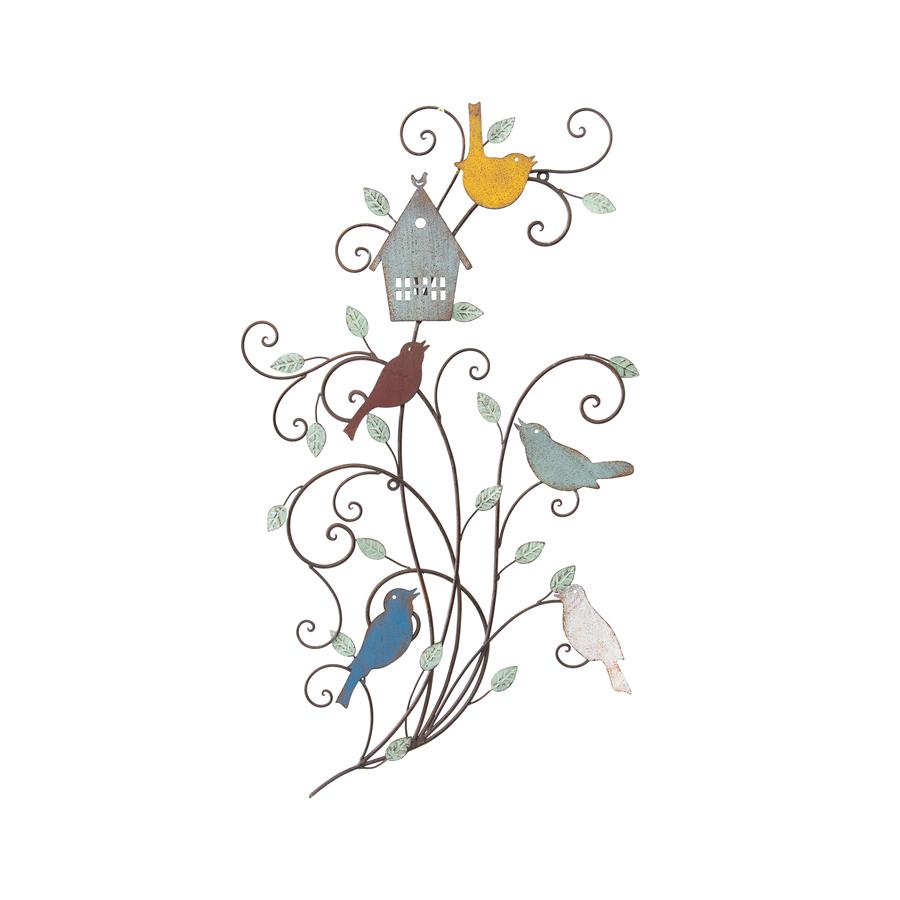 Colour Birds With House Wall Decor