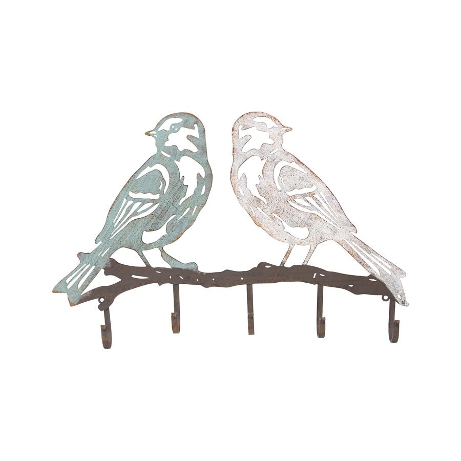 Country 2 Birds 5-Hooks Wall Hanging