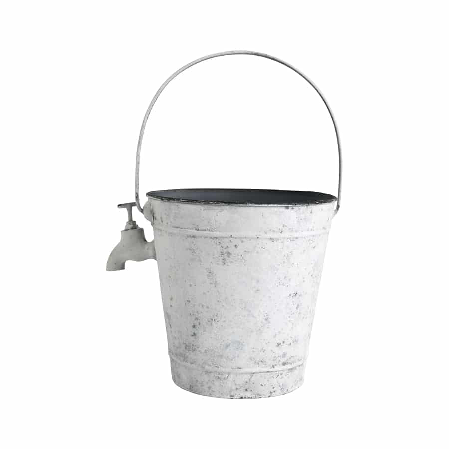 Garden Blooms Bucket with Tap - Distressed White