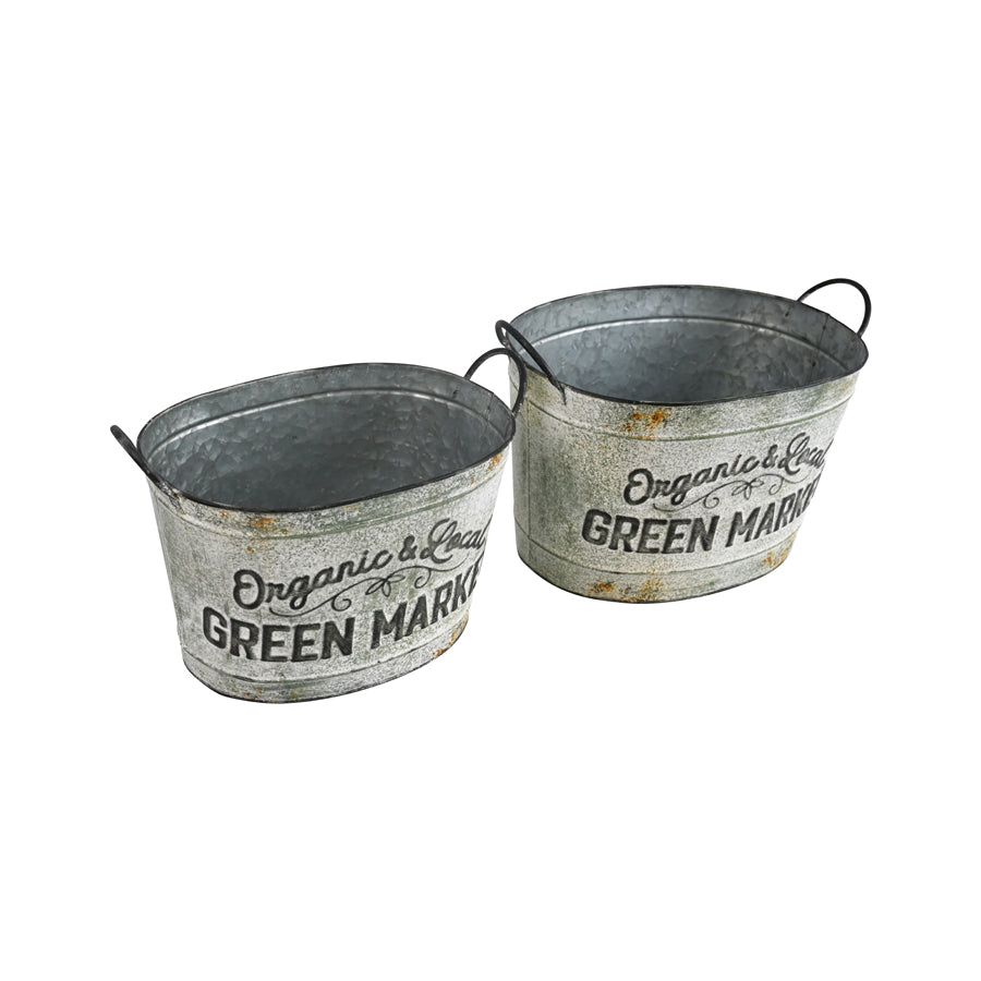 Organic & Local Green Market Planter Buckets Set of 2
