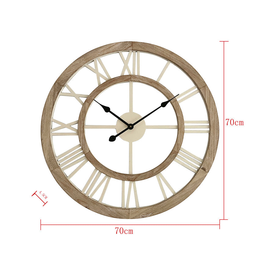 70cm Hamptons Double-Frame Floating Wall Clock