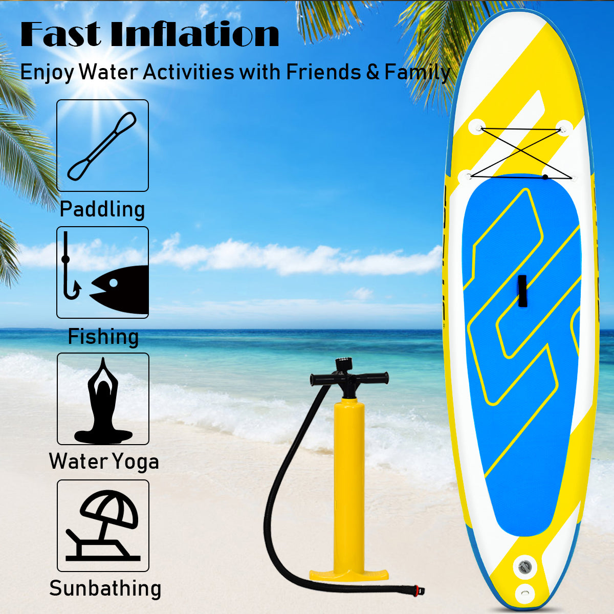 Lightweight 15 cm Thick Stand Up Paddle with Adjustable Paddle for All Skill Levels