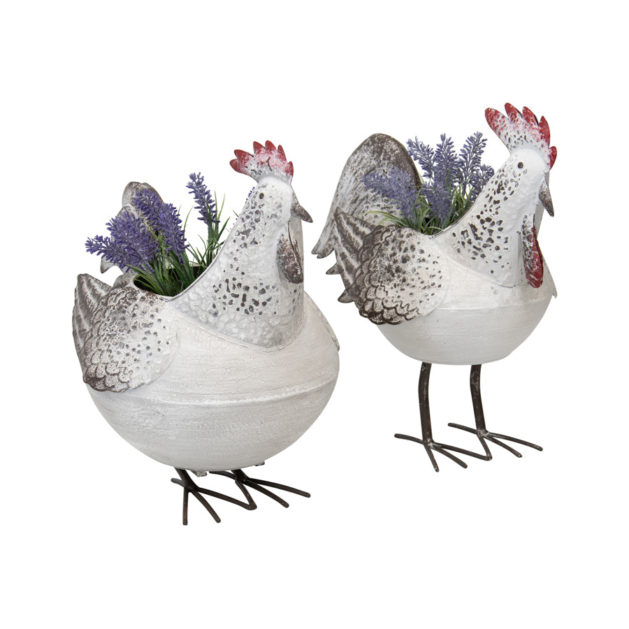 Mr & Mrs Chook Outdoor Planters Set of 2