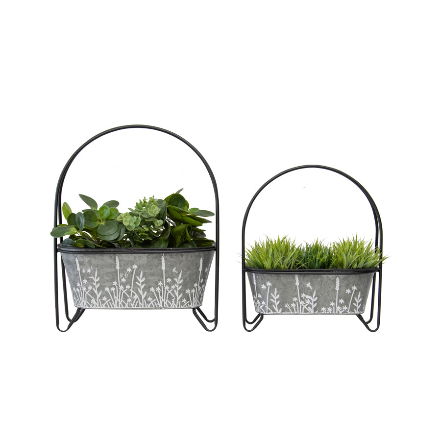 Nested Arched Galvanised Wildflower Planters Set Of 2