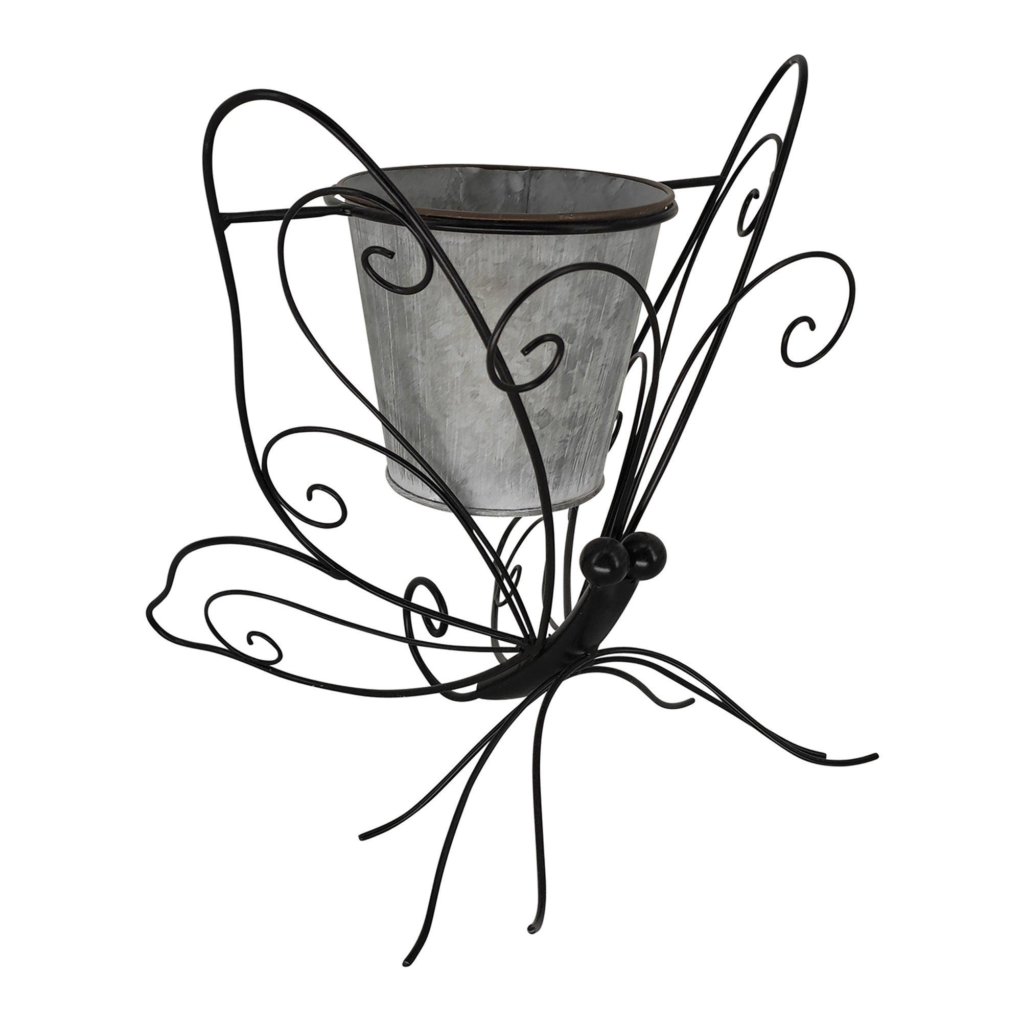 Contemporary Black Butterfly Outdoor Pot Planter