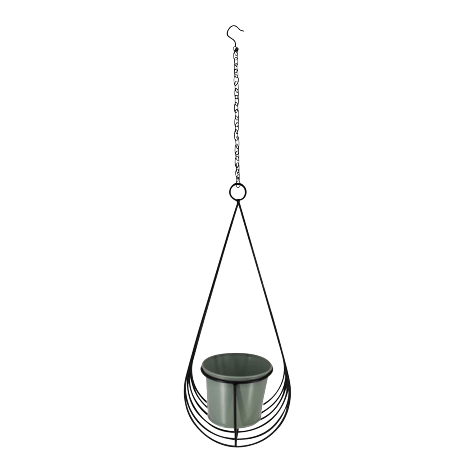 Contemporary Black Hanging Cradle Pot & Chain Planter