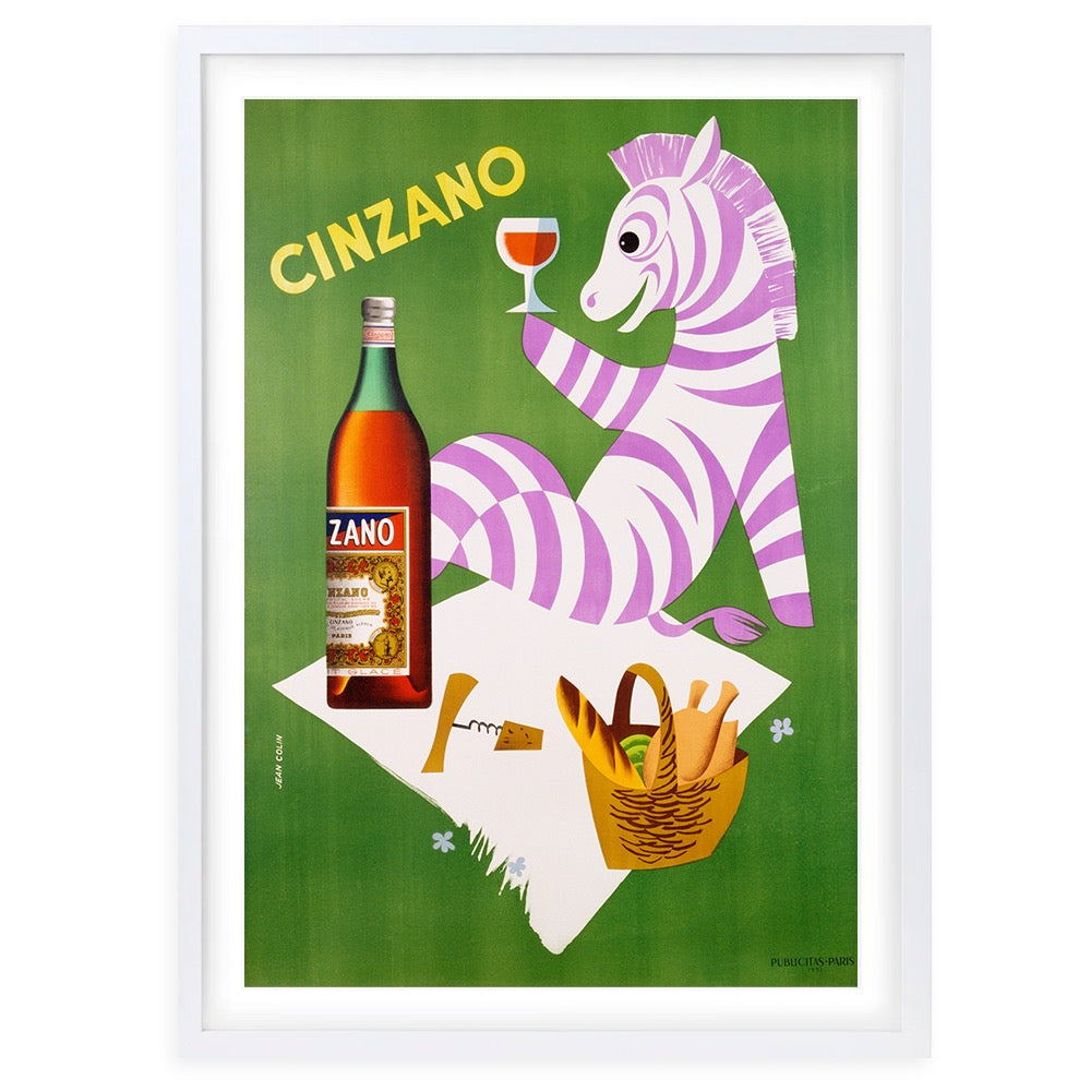 Cinzano Zebra Large 105cm x 81cm Framed A1 Art Print