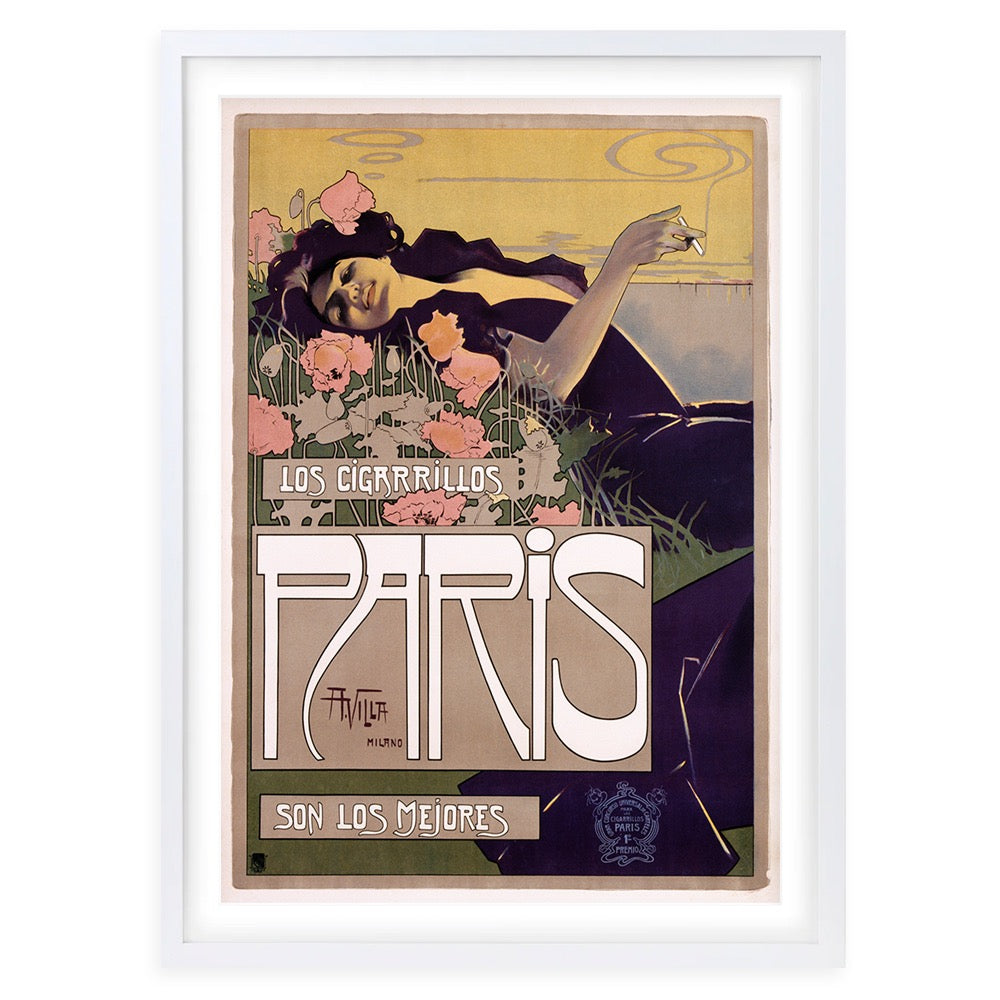 Los Cigarrillos Paris 105cm x 81cm Framed A1 Art Print