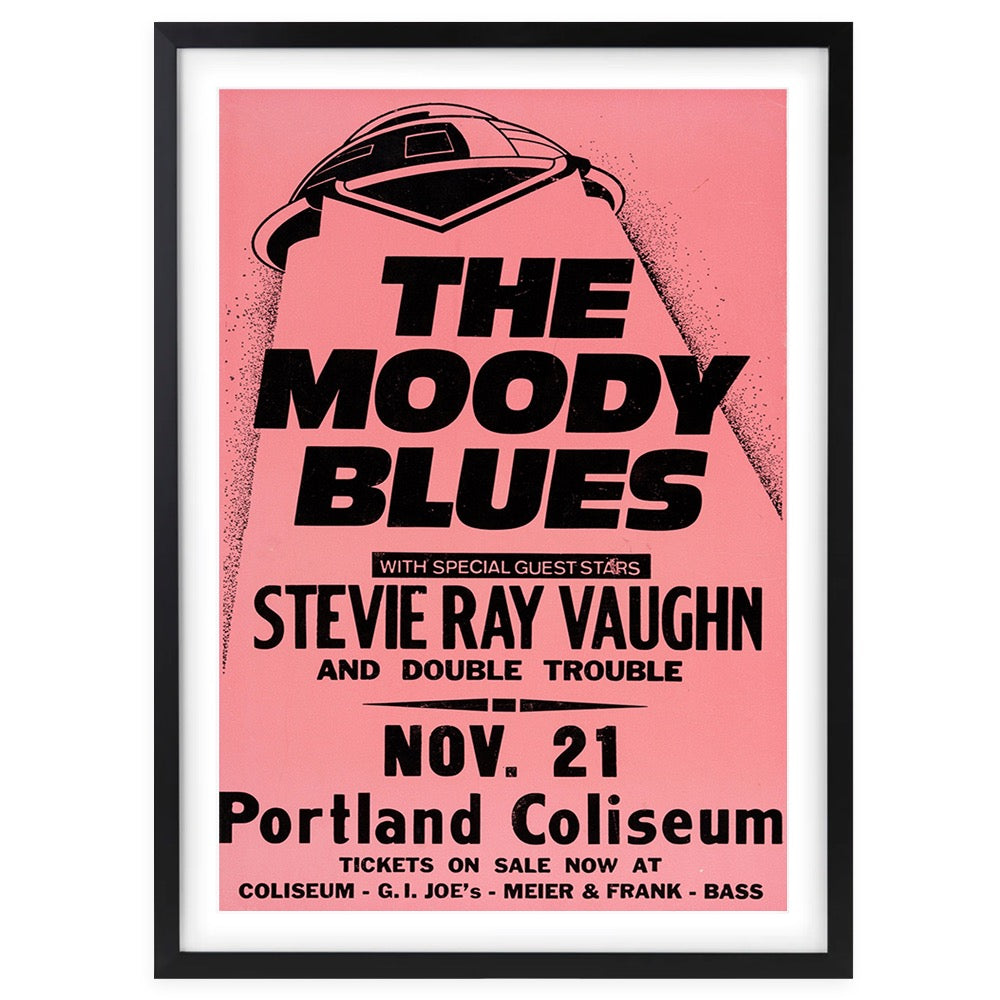 The Moody Blues - Stevie Ray Vaughan 1983 105cm x 81cm Framed A1 Art Print