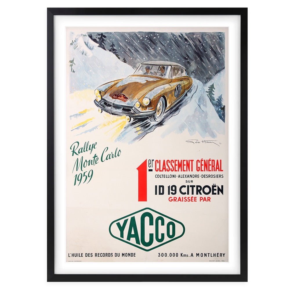 Rally Monte Carlo Citroen 1959 105cm x 81cm Framed A1 Art Print