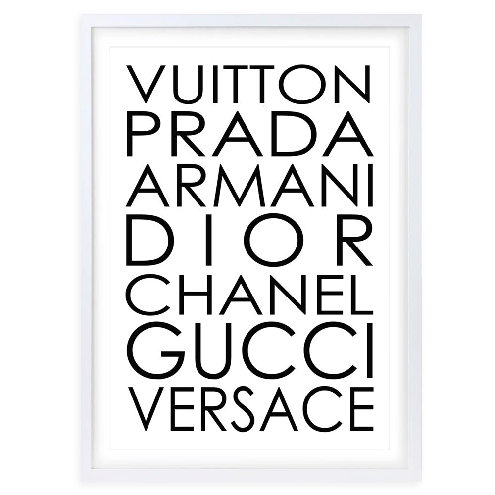 Fashion Names Regular 105cm x 81cm Framed A1 Art Print
