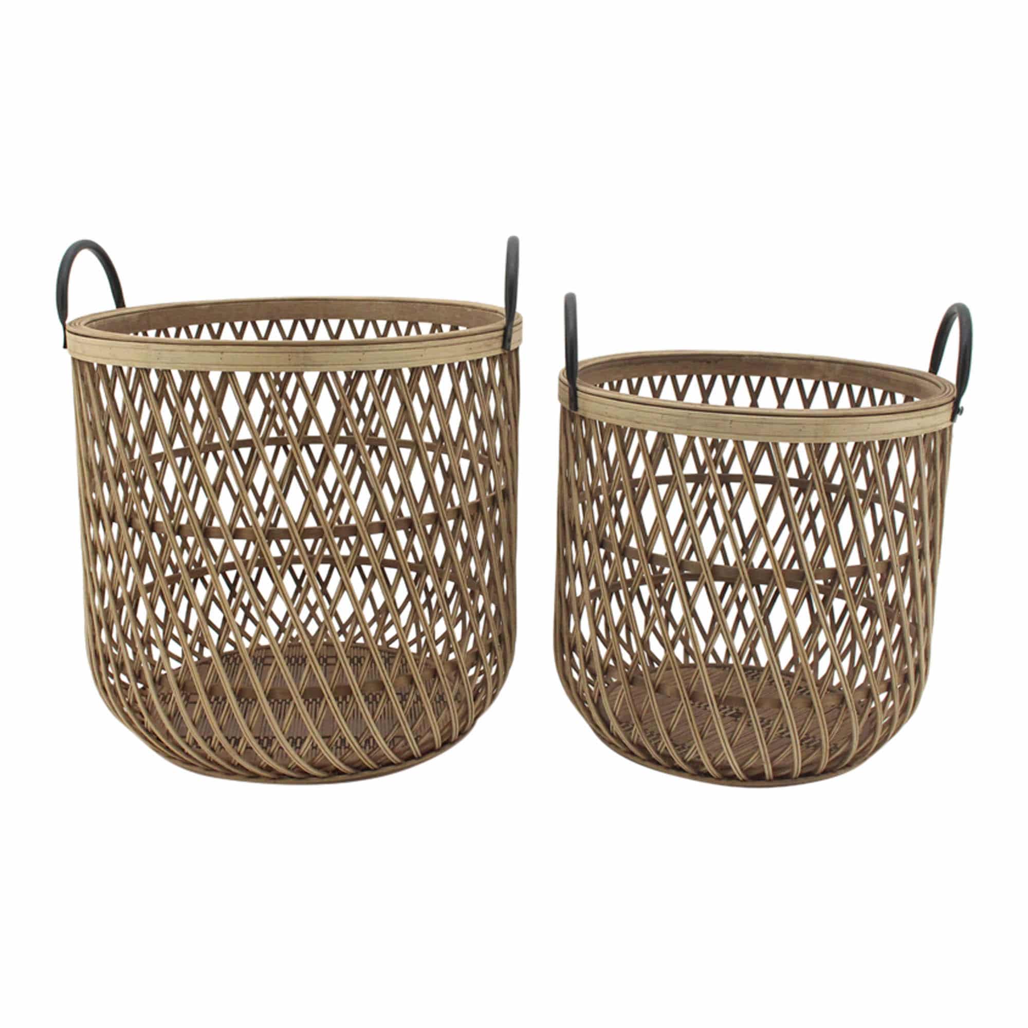 Nested Bamboo Baskets With Handles Set of 2