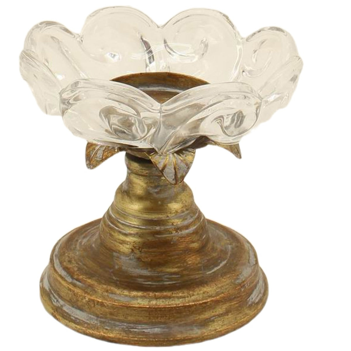 Lustre & Glass Lotus Pillar Candle Holder