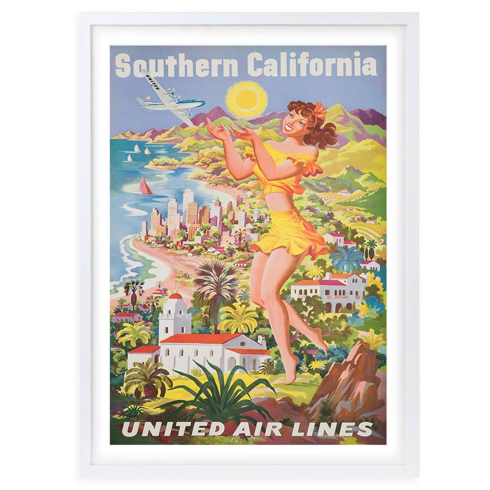 Southern California United Airlines 105cm x 81cm Framed A1 Art Print