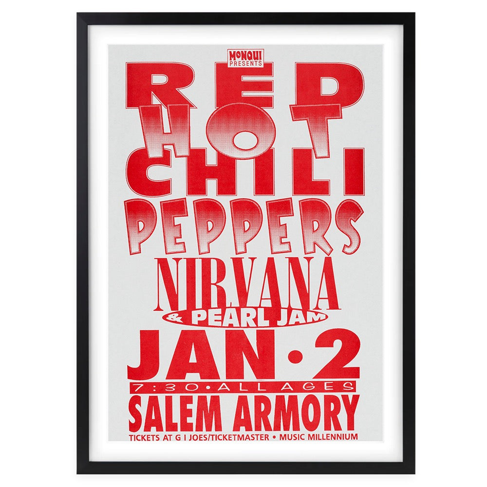 Red Hot Chili Peppers - Nirvana - Pearl Jam 1992 105cm x 81cm Framed A1 Art Print