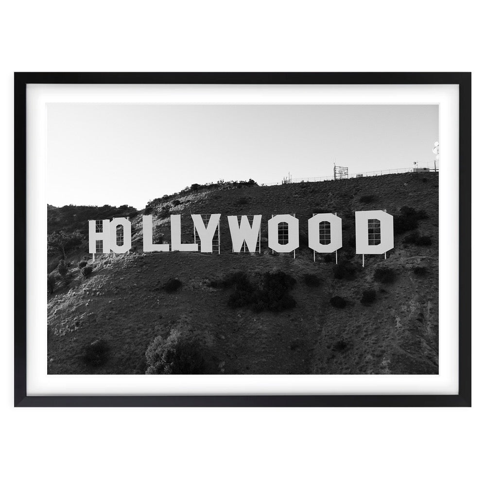 Monochrome Hollywood Sign 105cm x 81cm Framed A1 Art Print